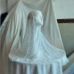 Bridal Veil Mid Length Lace Headscarf for Weddings Parties