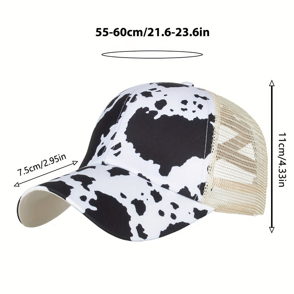 Leopard Cow Pattern Print Trucker Hat Mesh Baseball Cap Adjustable Dad Hat