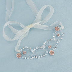 Rose & Faux Pearl Hair Band for Bride