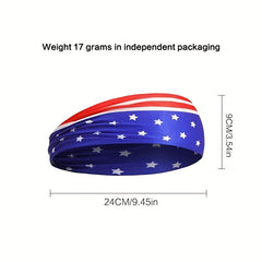 2pcs American Flag Independence Headband Elastic Sports Sweat Hair Accessories
