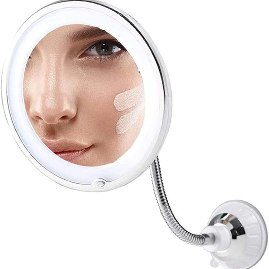 360u00b0 Rotation LED 10X Makeup Mirror with Suction Cup