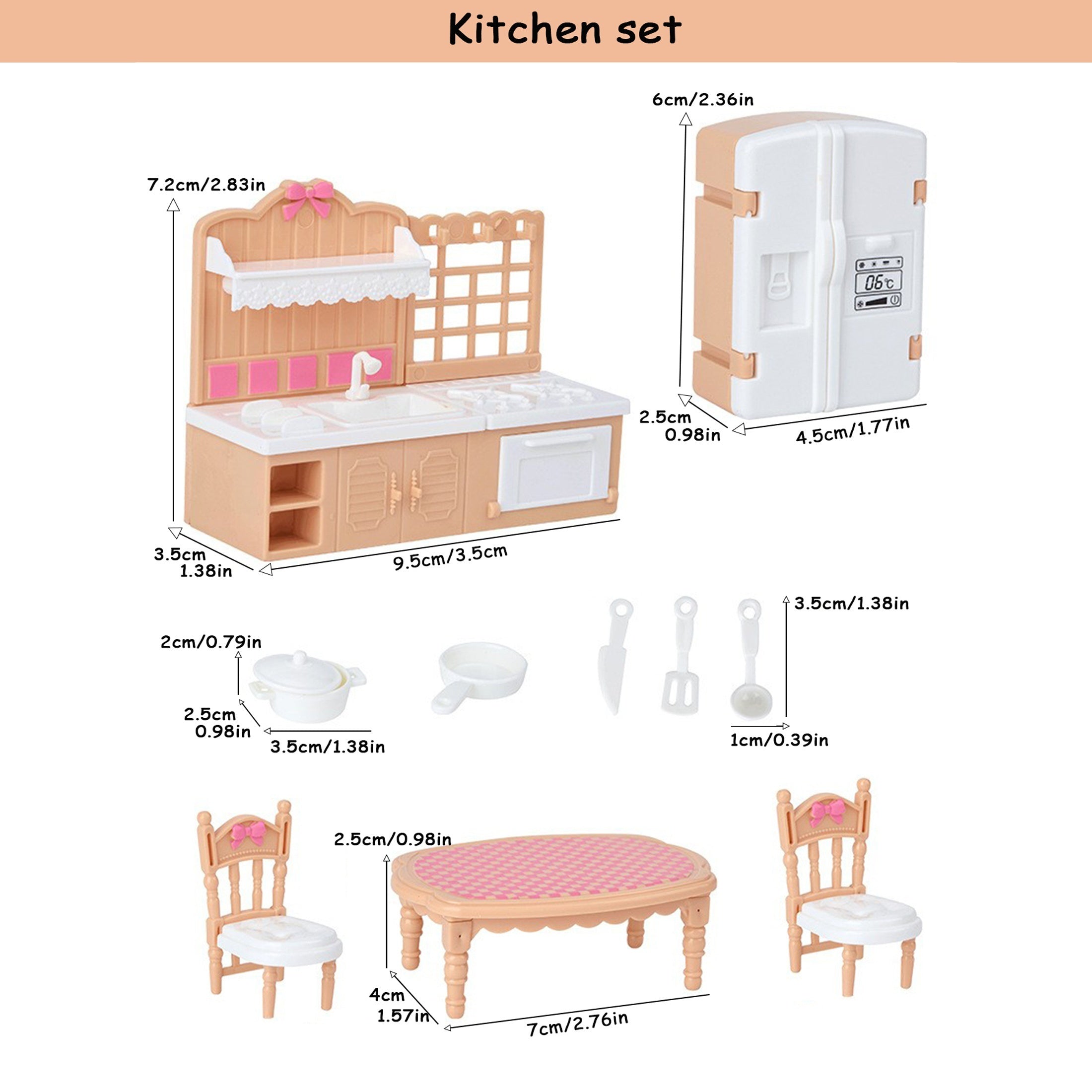 Dollhouse Furniture Playset Kitchen Living Room Bedroom Bathroom Assorted Styles
