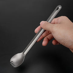 HWZBBEN Titanium Long Handle Fork & Spoon Set for Camping