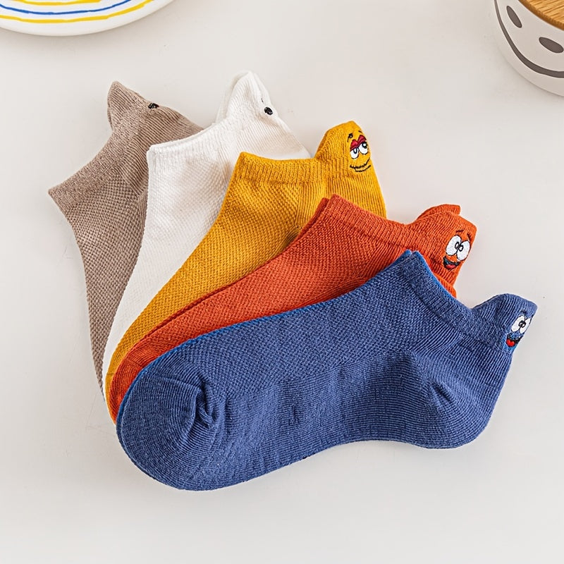 5pairs Kids Breathable Sweat Absorption Low Cut Ankle Socks