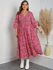 Bell Sleeve V Neck Casual Dress
