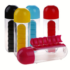 600ml Water Cup with Medicine Box, Lightweight Bottle for Fitness & Outdoor