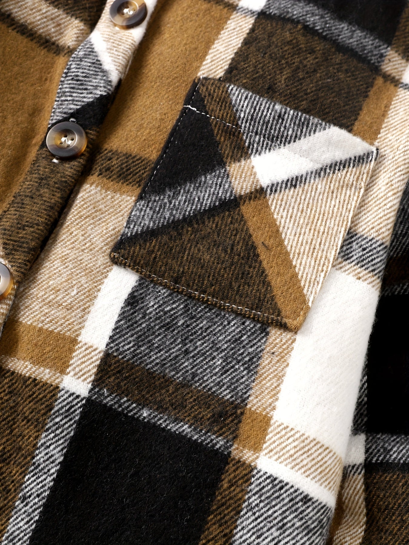 Boys Plaid Windbreaker Lapel Jacket Long Sleeve Button Down