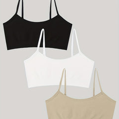 3pcs Girls Stripe Bras Soft Bralette Underwear