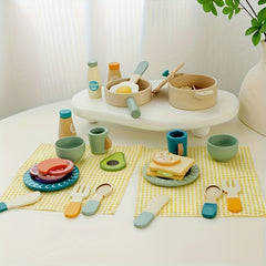 Kids Play Kitchen Set Wooden Educational Toy for Boys and Girls