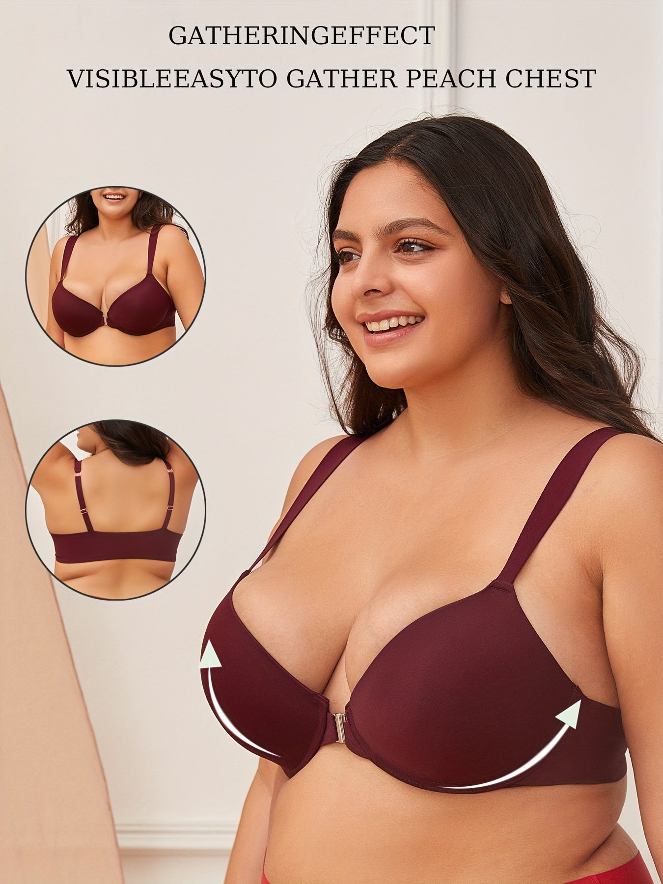 Front Closure Full Cover Invisible Underwire Push Up Bra