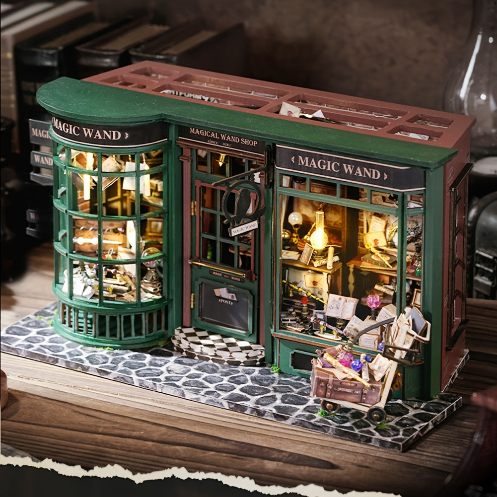 Magic House Dollhouse European Vintage Style With Furniture Dark Green