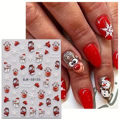 3pcs Christmas Cartoon Nail Stickers Santa Claus Snowflake Decoration Tools