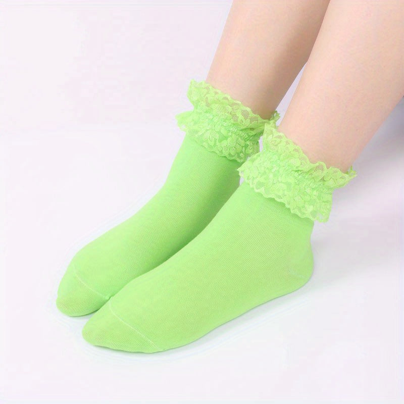 Lace Trim Socks Mid Tube Women's Stockings Hosiery