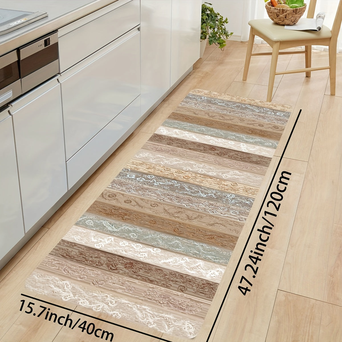 Minimalist Area Rug Wooden Striped Pattern Washable Mat for Bedroom Living Room