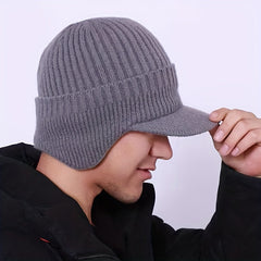 Men's Protective Woolen Winter Hat with Ear Protection
