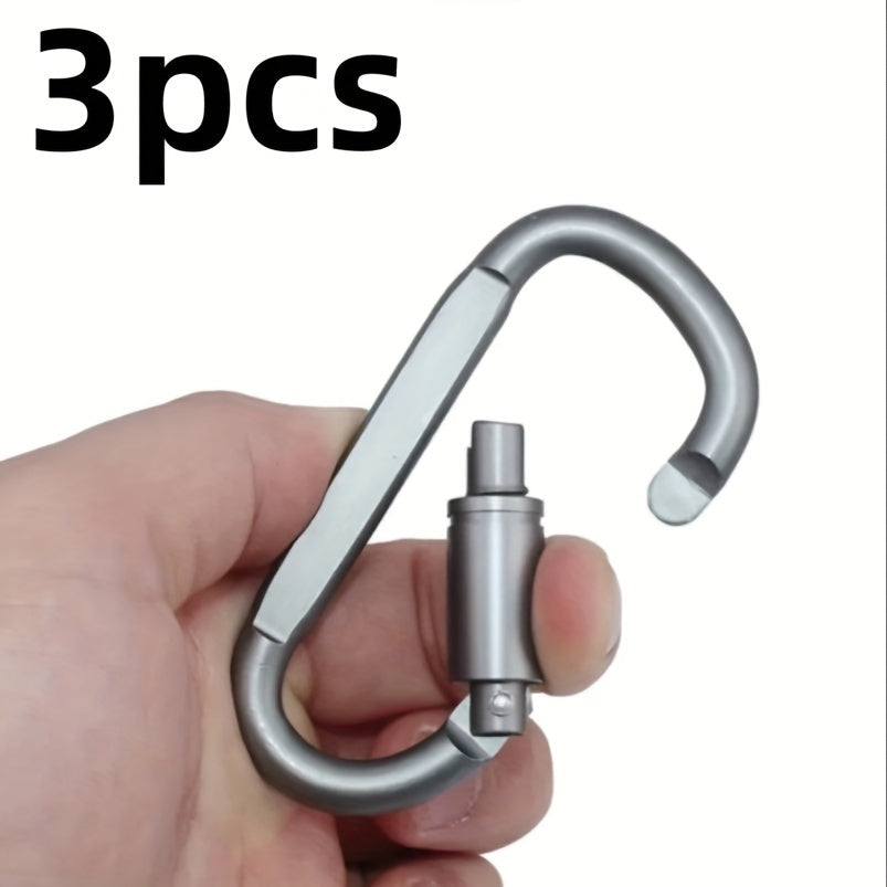 3pcs D-shaped Buckle Carabiner Keychain For Outdoor Camping Hiking