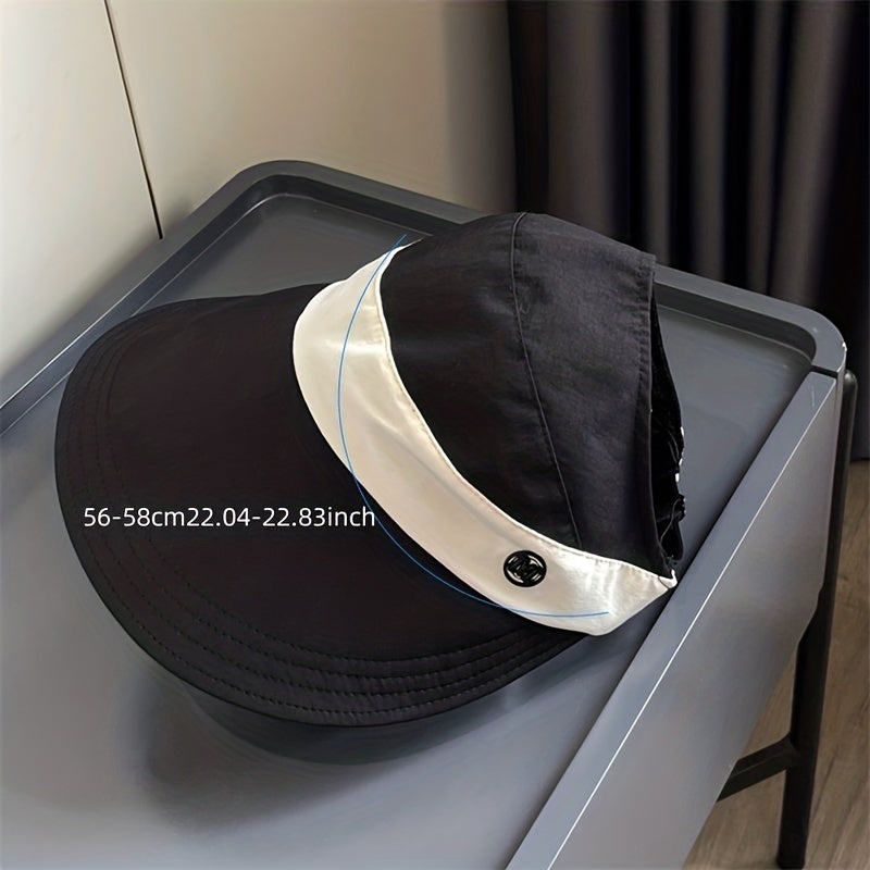 Ponytail Block Bucket Hat Wide Brim UV Protection Sun Hat Lightweight Summer