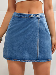 High Waist Asymmetrical Denim Skirt