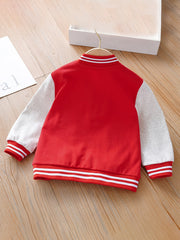 Boys Casual Block Baseball Jacket M Print Long Sleeve Autumn Winter