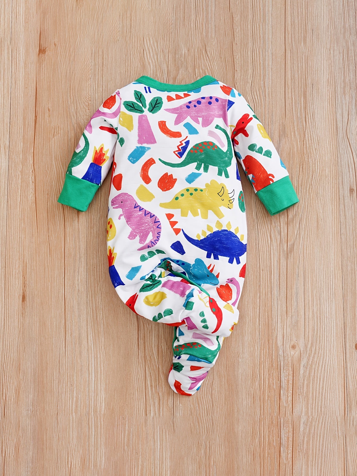 Dinosaur Baby Footed Bodysuit Long Sleeve Unisex Newborn Creeper