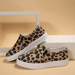 Leopard Print Flat Shoes Slip On Loafers Lightweight Walking Shoes