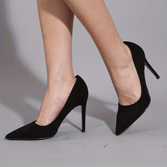 Solid Stiletto Heels Pointed Toe Suede Pumps Dress Heels