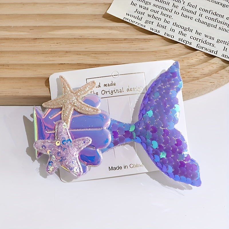 Girls Mermaid Tail Hair Clips Starfish Shell Headwear