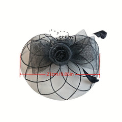 Boho Mesh Bridal Hat with Lace & Flowers for Weddings & Events