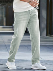 Men's Distressed Denim Pants Loose Fit Straight Leg Jeans