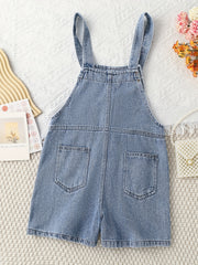 Girls Denim Overalls Rompers Button Loose Fit Jumpsuit