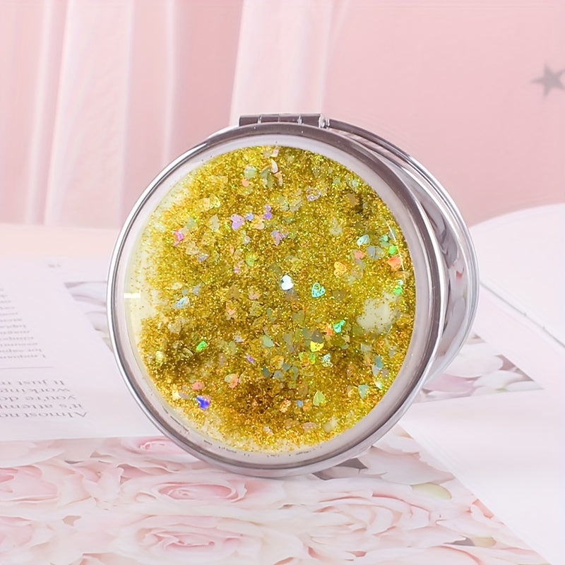 Quicksand Double Sided Magnifying Mirror Compact for Makeup and Vanity