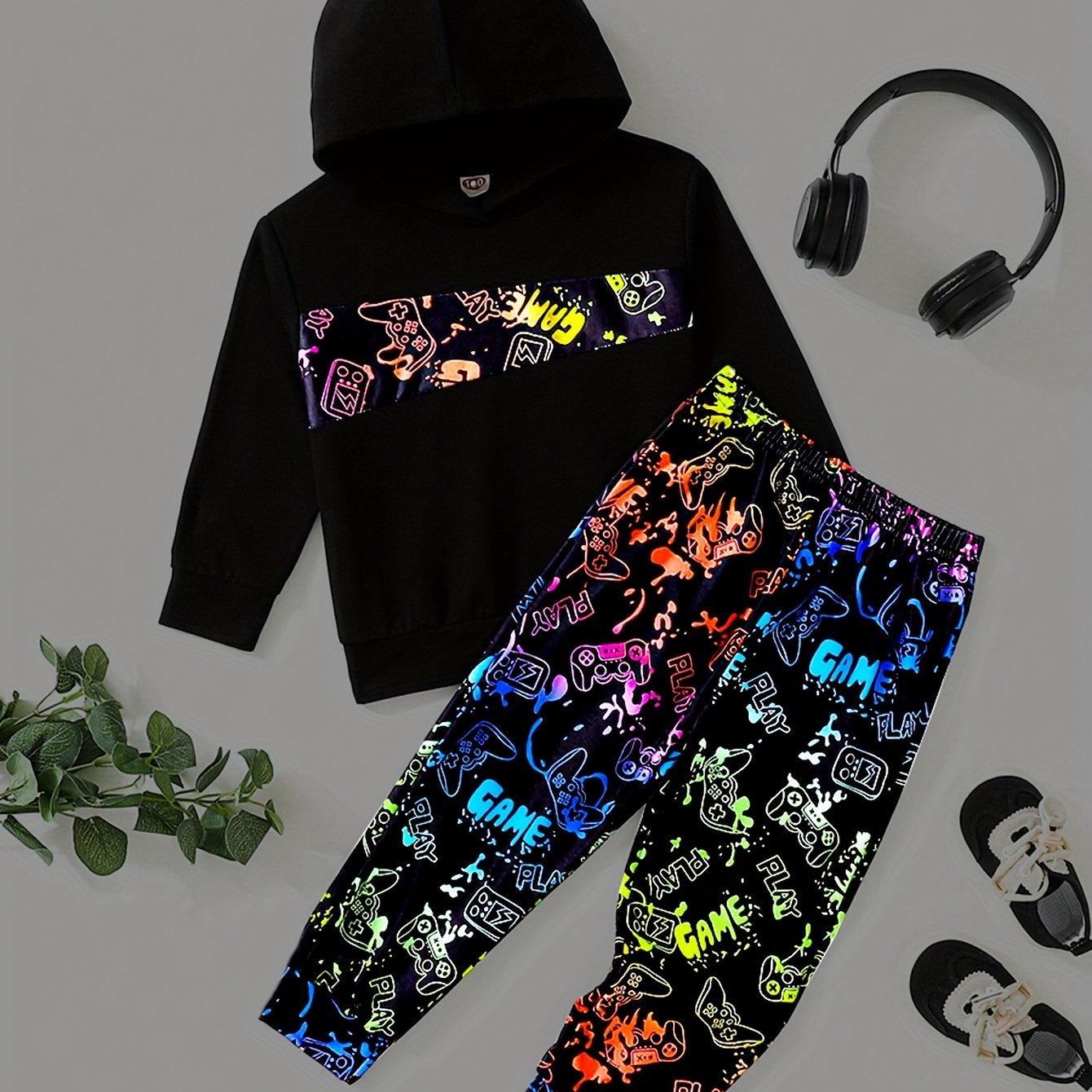 Reflective Boy's 2pcs Hoodie & Sweatpants Set Colorful Graphic Outfits