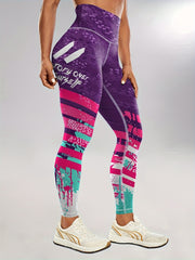 Block Print Slim Fit Yoga Tight Pants Seamless Stretchy Running Sports Leggings