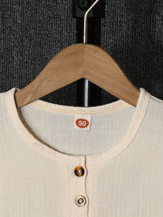 Boys Button T Shirt & Shorts Set Summer Casual Top & Pants