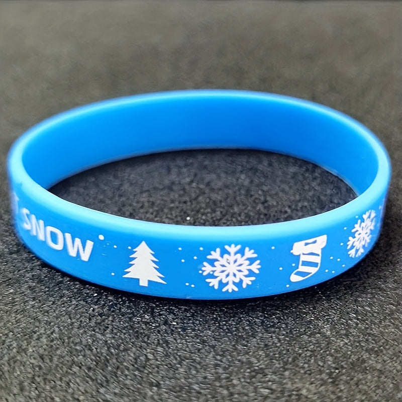2 Pcs Christmas Silicone Bracelet Elastic Wristband Women Girls Xmas