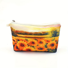 Sunflower Print Zipper Pouch Lightweight Clutch Coin Purse