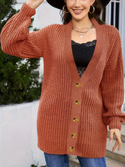 Button Up Lantern Sleeve Cardigan