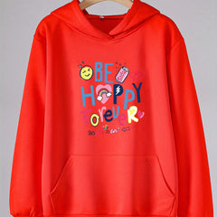 Happy Forever Print Hoodie For Girls Kids Pullover Long Sleeve Top