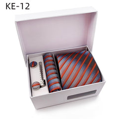 Men's Tie Pocket Square Cufflinks Tie Clip Set 1200 stitch Jacquard Fabric