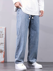 Distressed Drawstring Denim Pants for Men