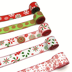 4 57m Christmas Wired Ribbon Candy Cane Burlap Red Green Xmas Crafts