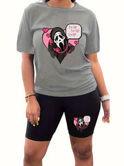 Skull & Letter Print 2 Piece Set