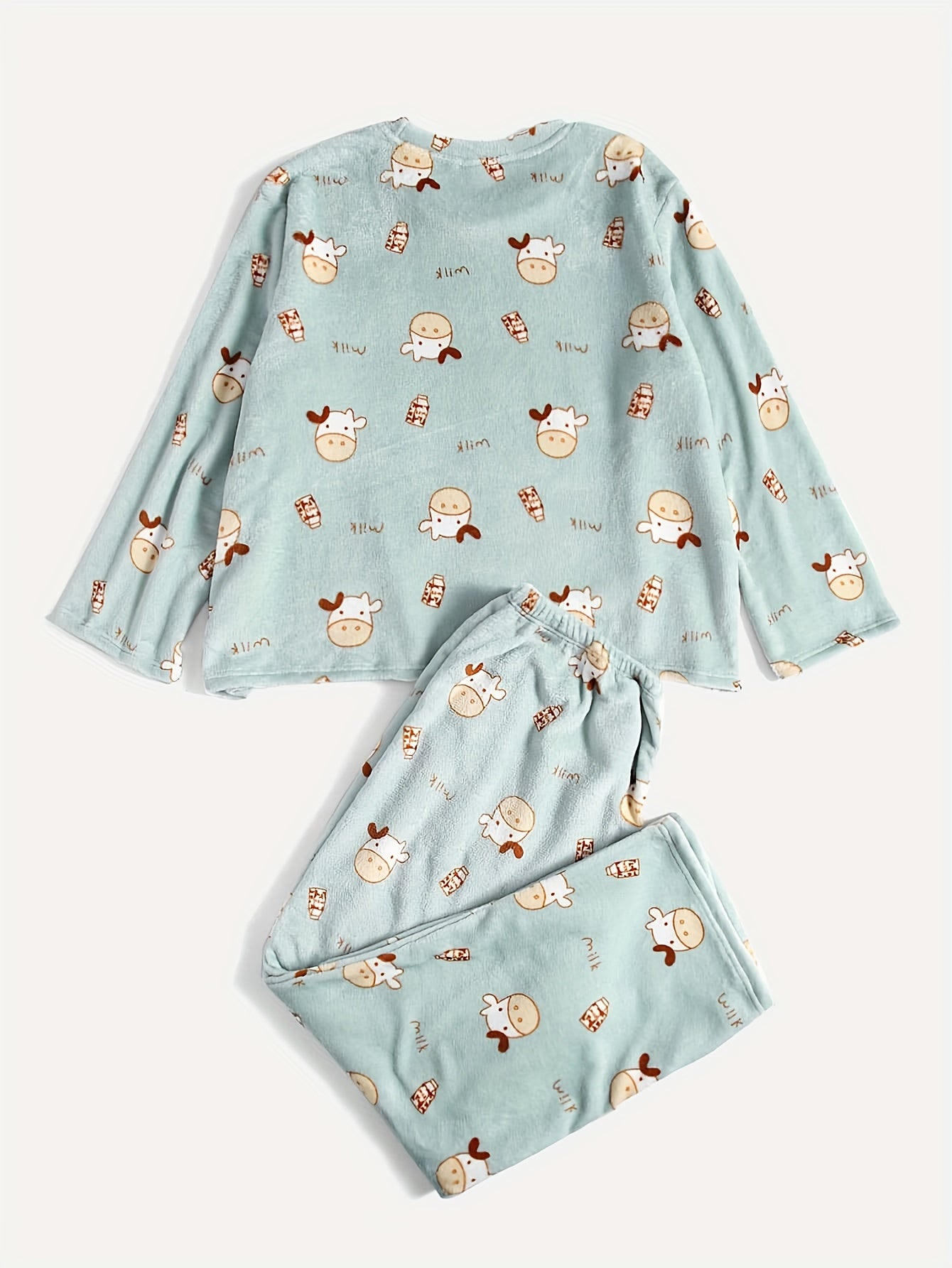 Cow & Milk Print Pajamas Set
