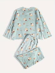Cow & Milk Print Pajamas Set