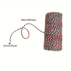 100m Cotton Rope Christmas Gift Packaging 2mm Thick Tape Vase Decoration