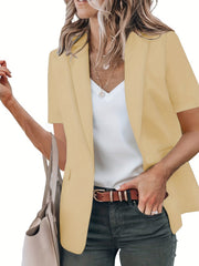 Short Sleeve Open Front Blazer Casual Lapel Summer Women's Clothing