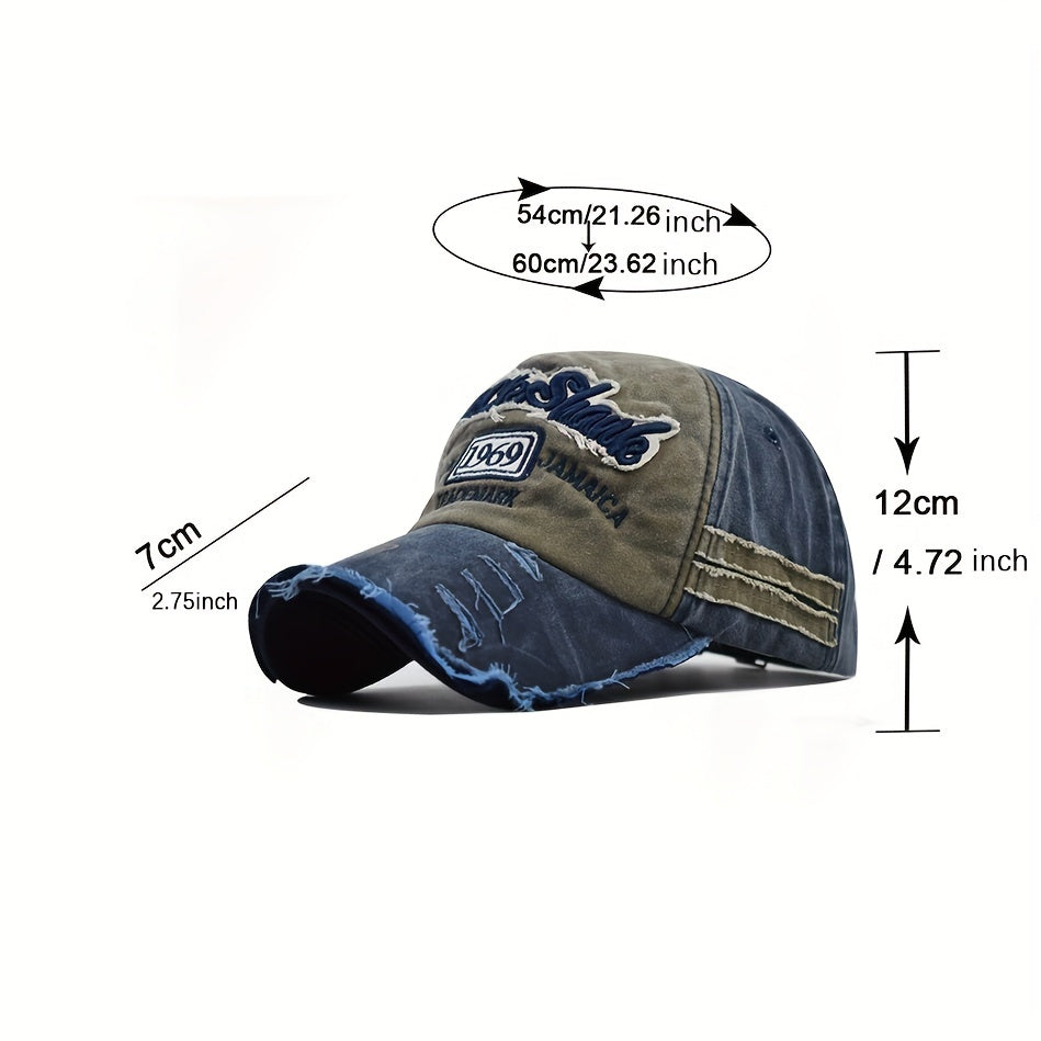 Unisex Sunshade Distressed Baseball Cap With Embroidery