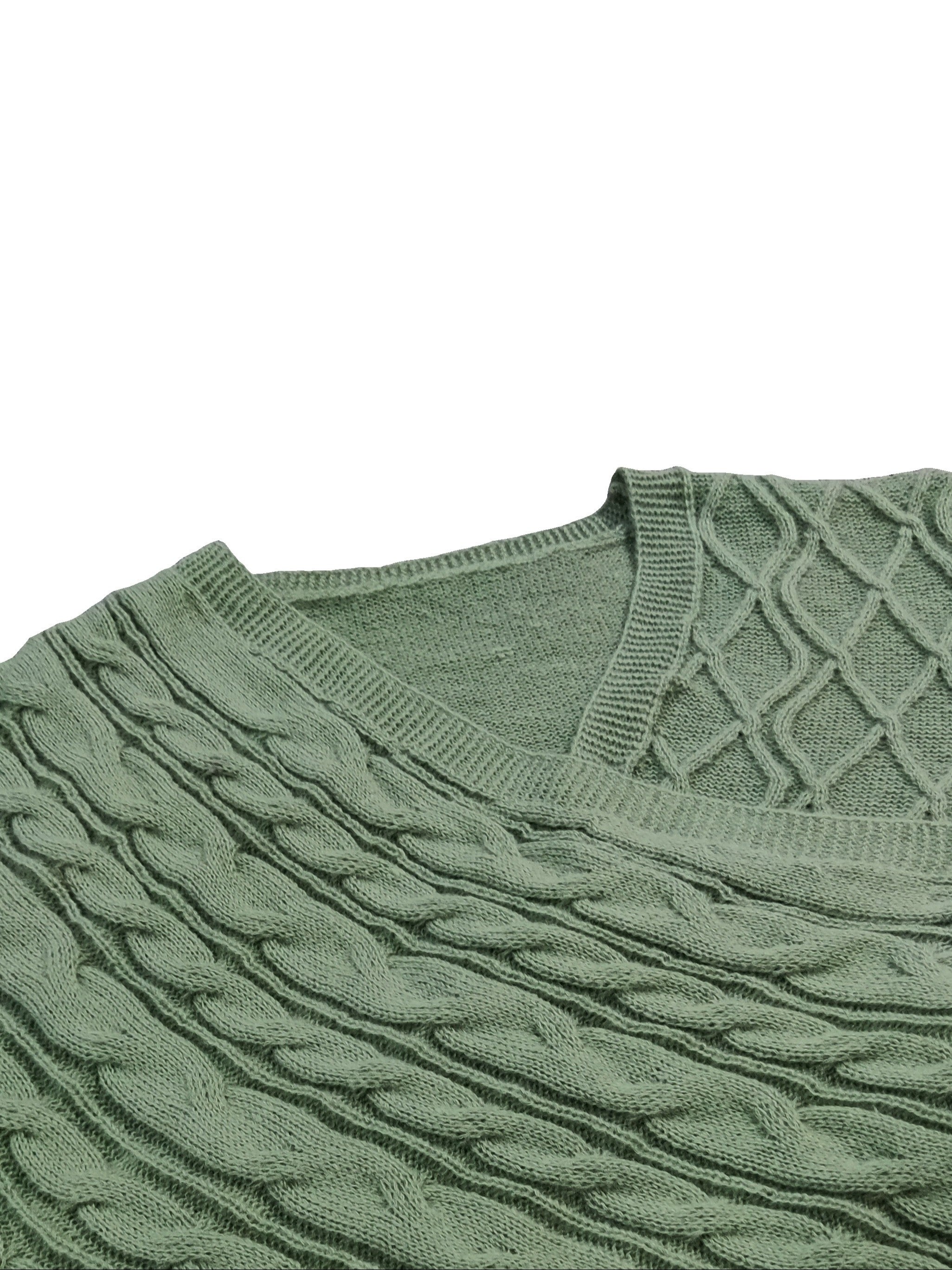 Cable Knit Wrap Cross V Neck Jumper