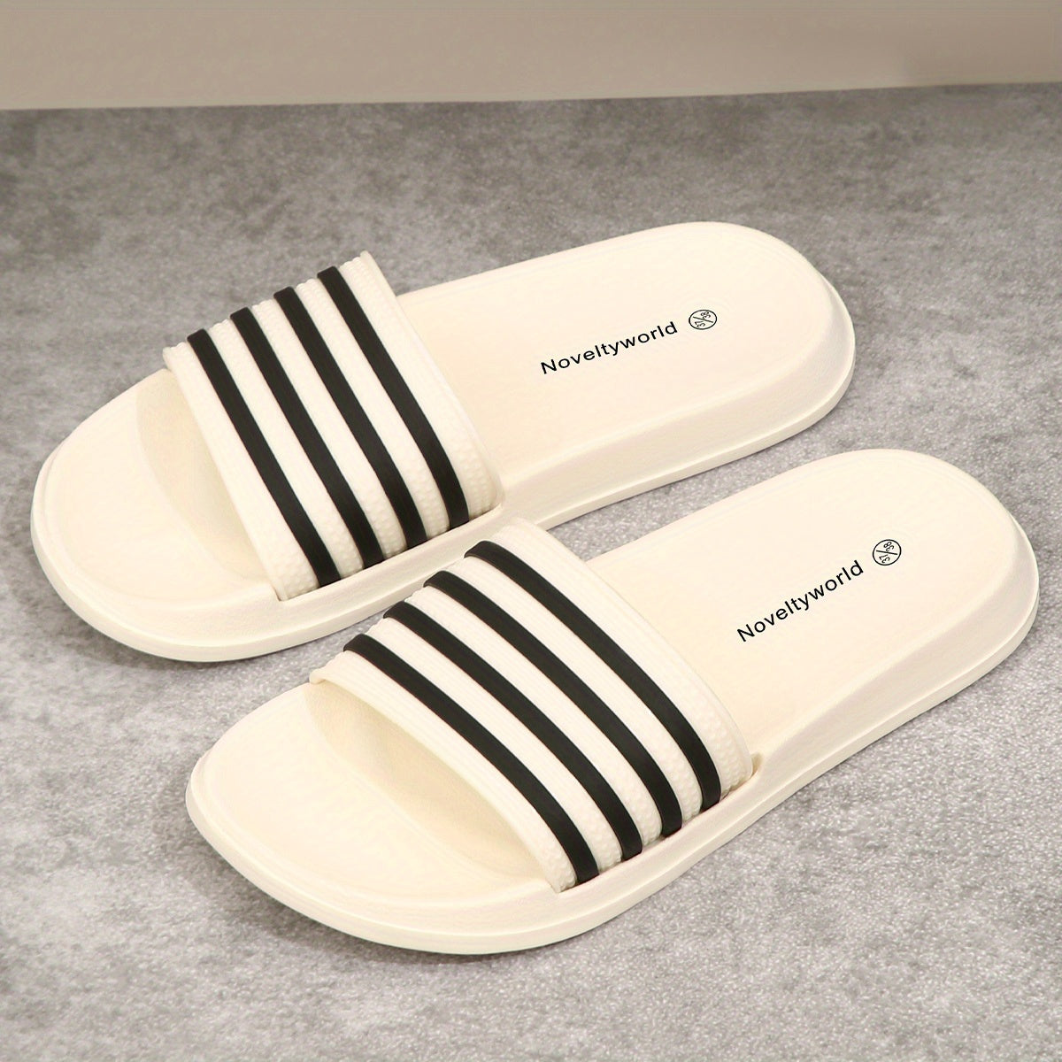 Striped Soft Sole Slides Casual Open Toe Shoes Lightweight Indoor Bathroom Shoes