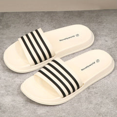 Striped Soft Sole Slides Casual Open Toe Shoes Lightweight Indoor Bathroom Shoes